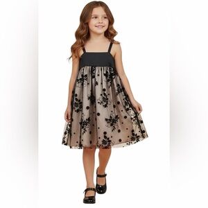 Girls Black Floral Dress Party Occasion Special Event Sleeveless Size 8‎